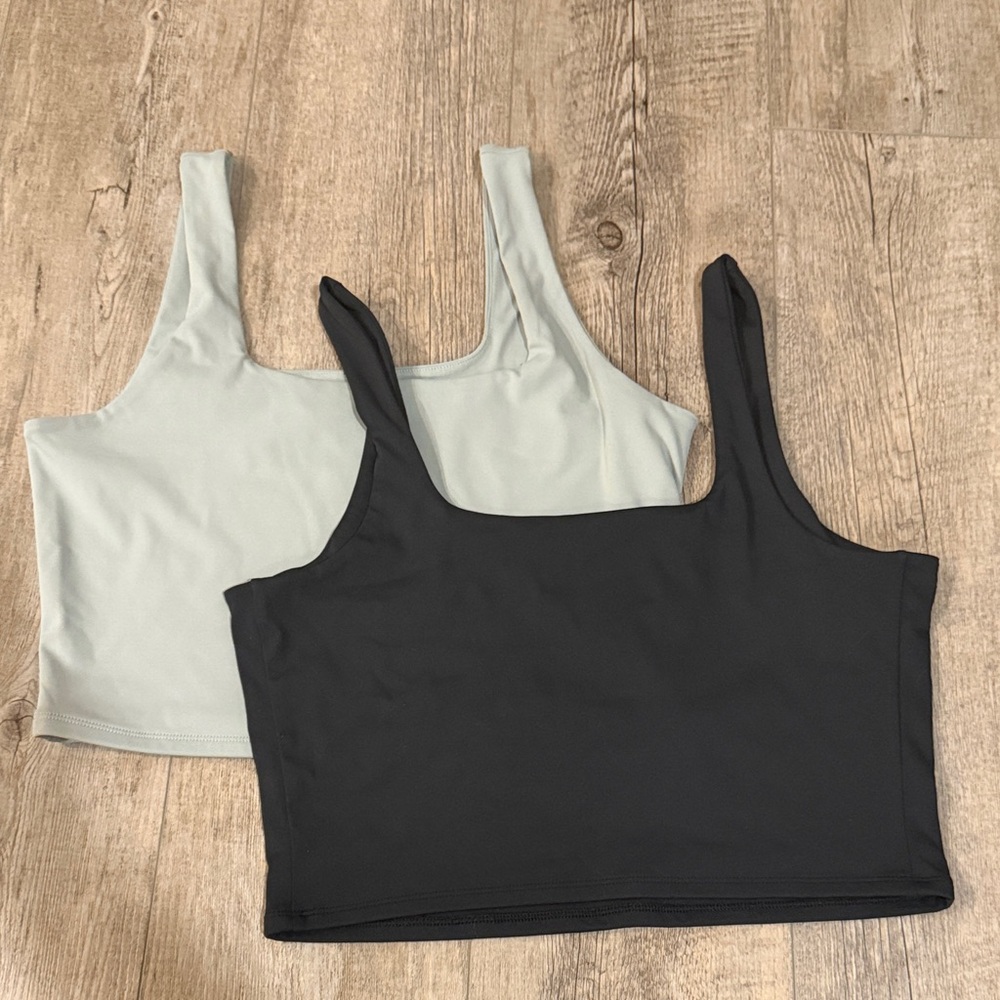Women's Black and Sage Crop Tops